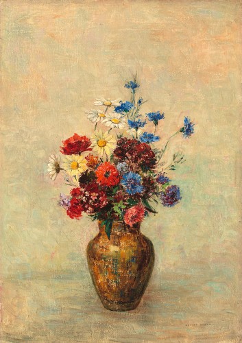 Flowers in Green Vase