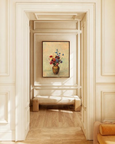 Flowers in Green Vase