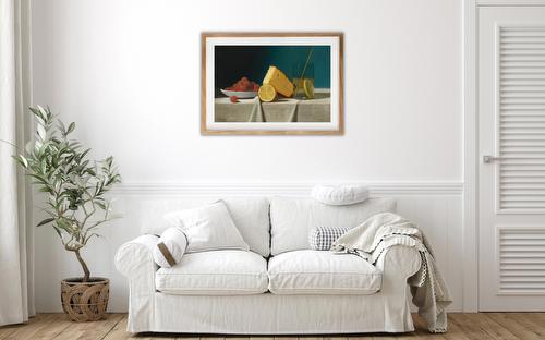Still Life with Cake, Lemon, Strawberries, and Glass