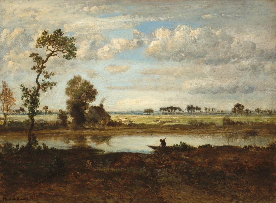 Landscape with Boatman – Théodore Rousseau