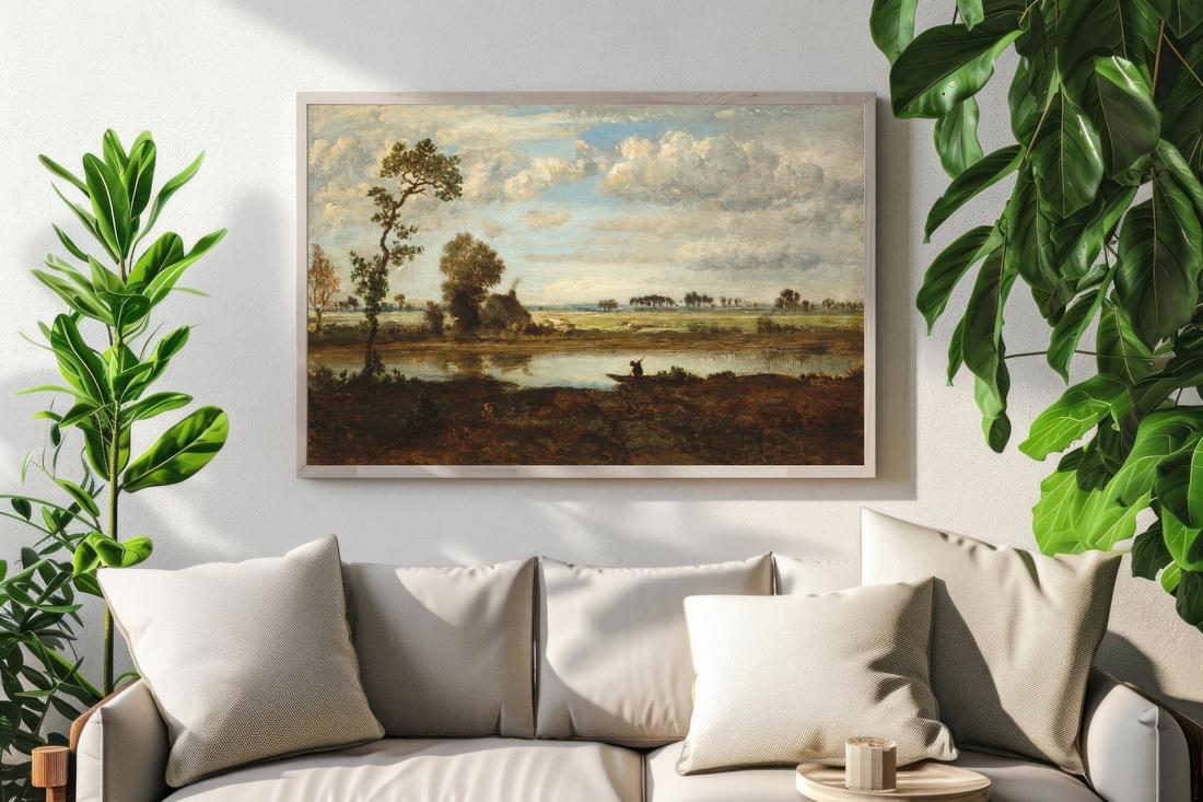 Landscape with Boatman – Théodore Rousseau