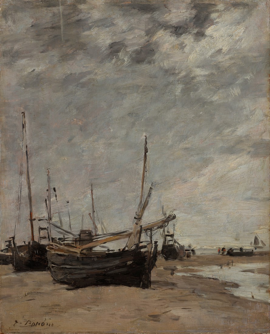 Low Tide, Sailboats Run Aground – Eugène Boudin