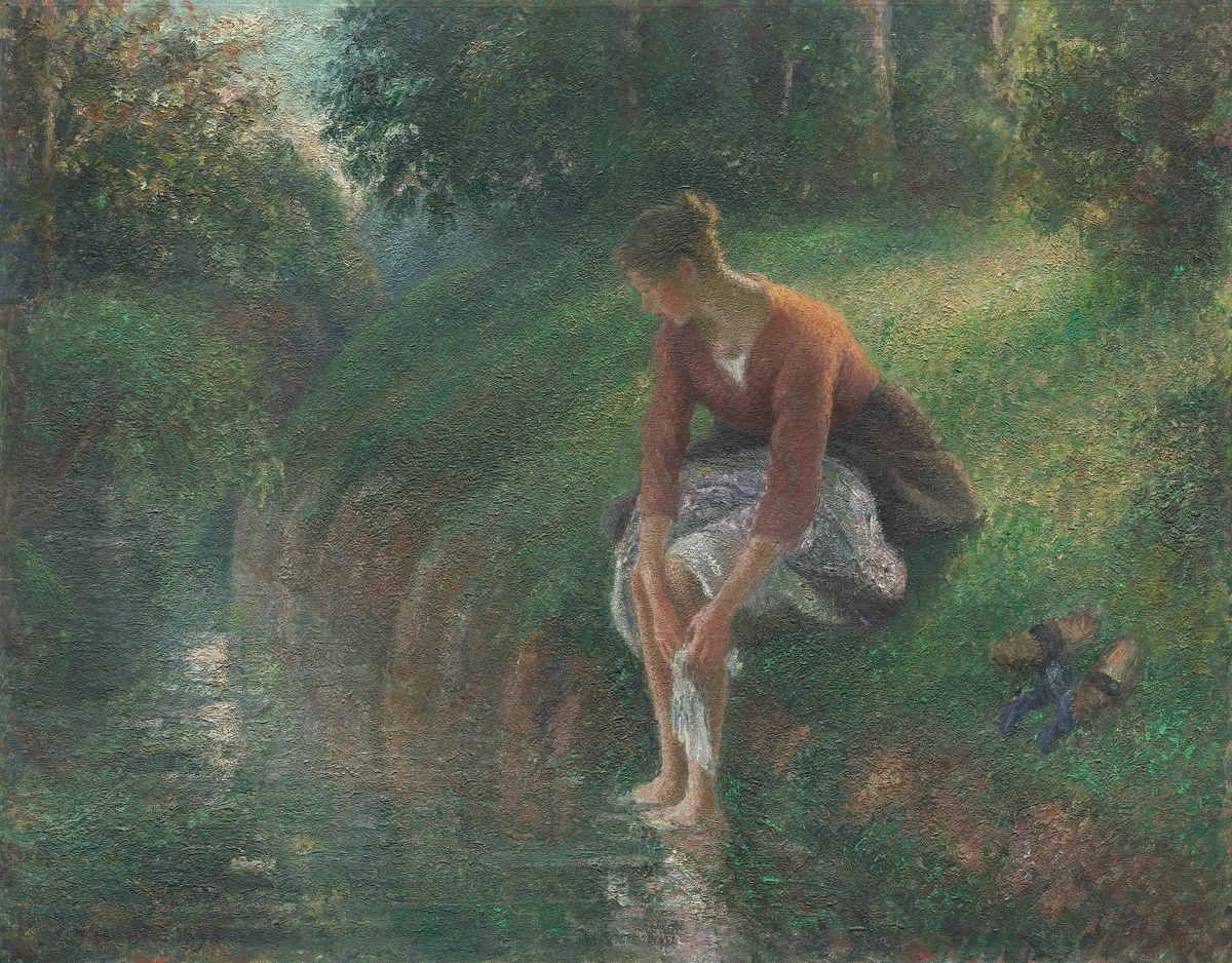 Woman Bathing Her Feet in a Brook – Camille Pissarro