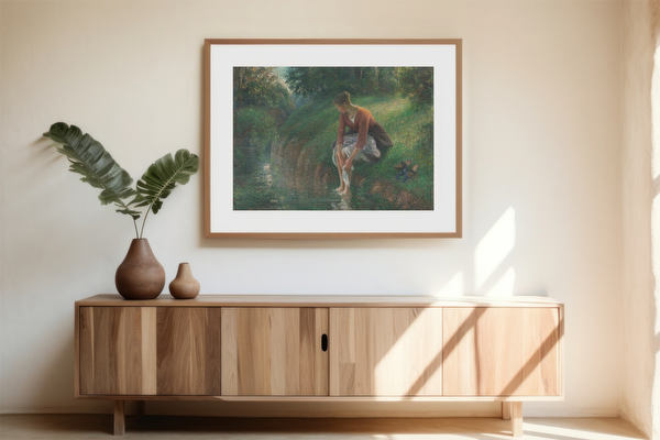 Woman Bathing Her Feet in a Brook