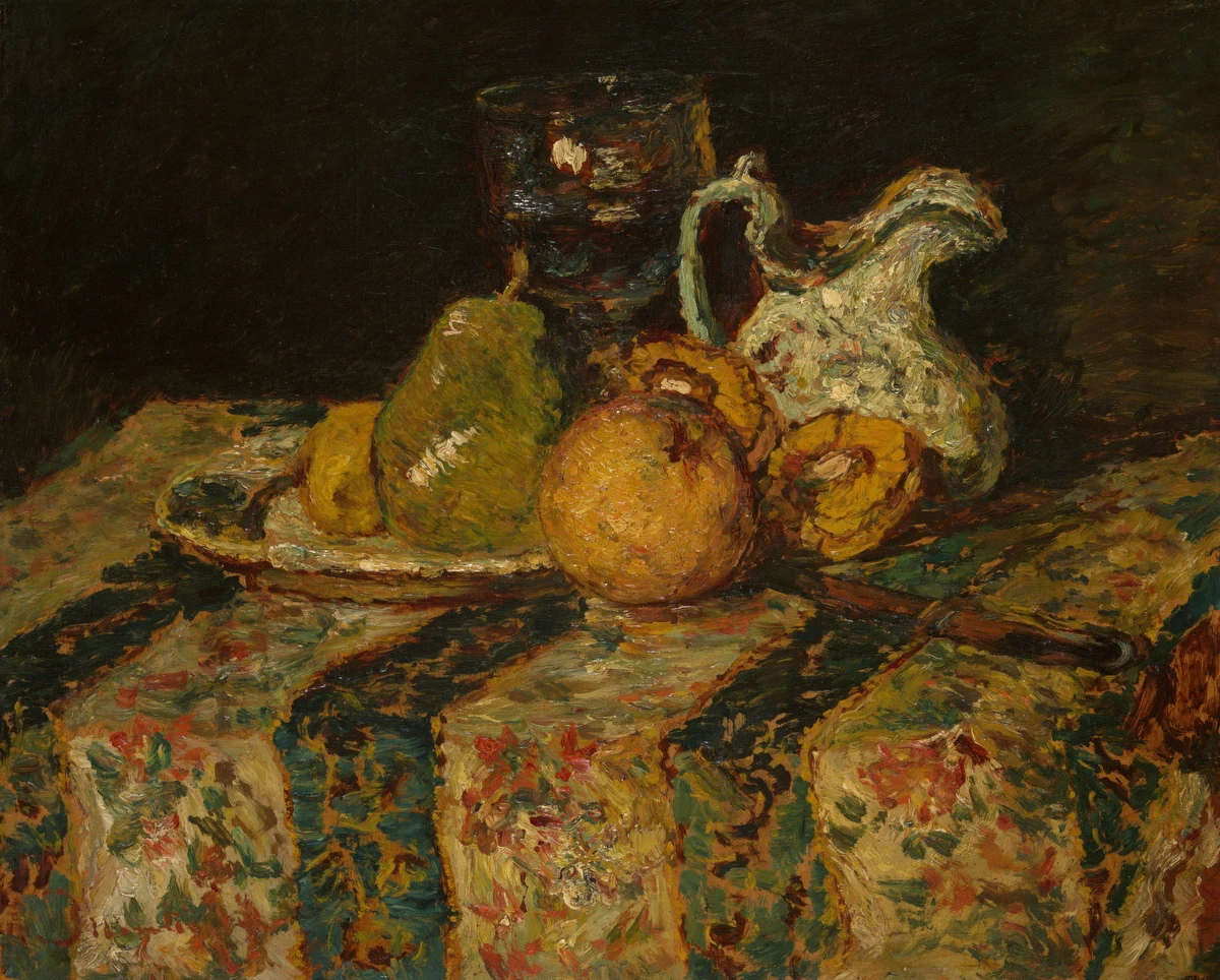 Still Life with Fruit and Wine Jug – Adolphe Joseph Thomas Monticelli