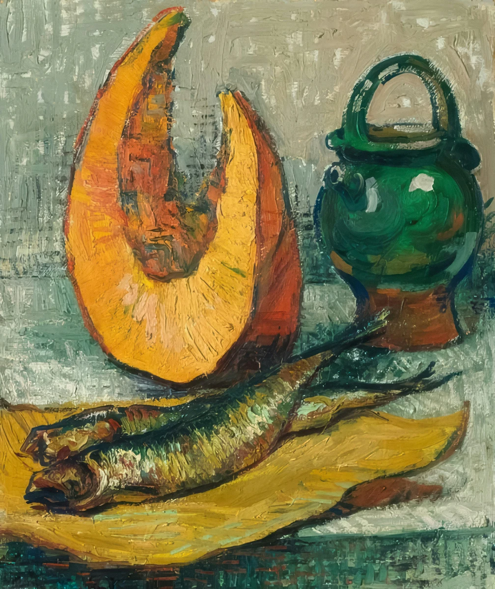 Still Life: Melon, Fish Jar – Imitator of Vincent van Gogh