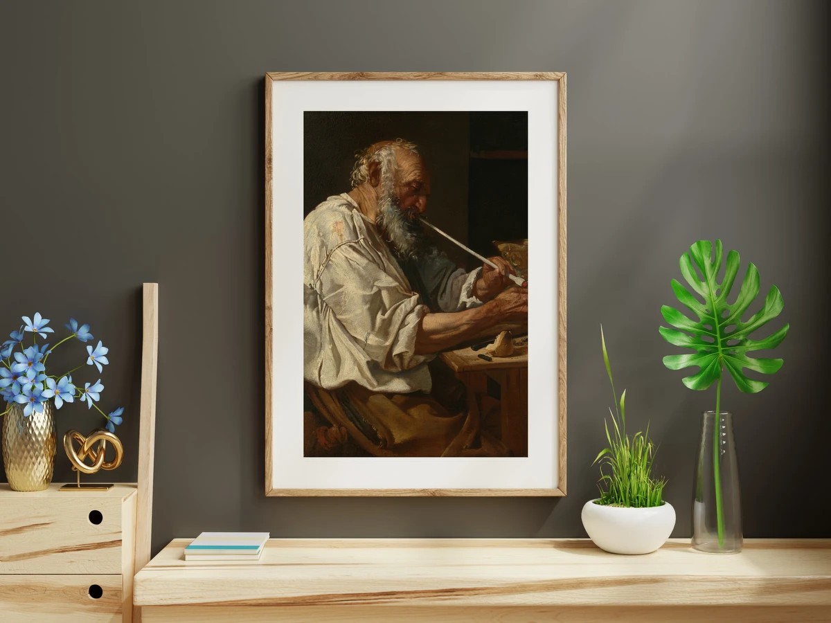Old Man Lighting a Pipe – Johann Carl Loth