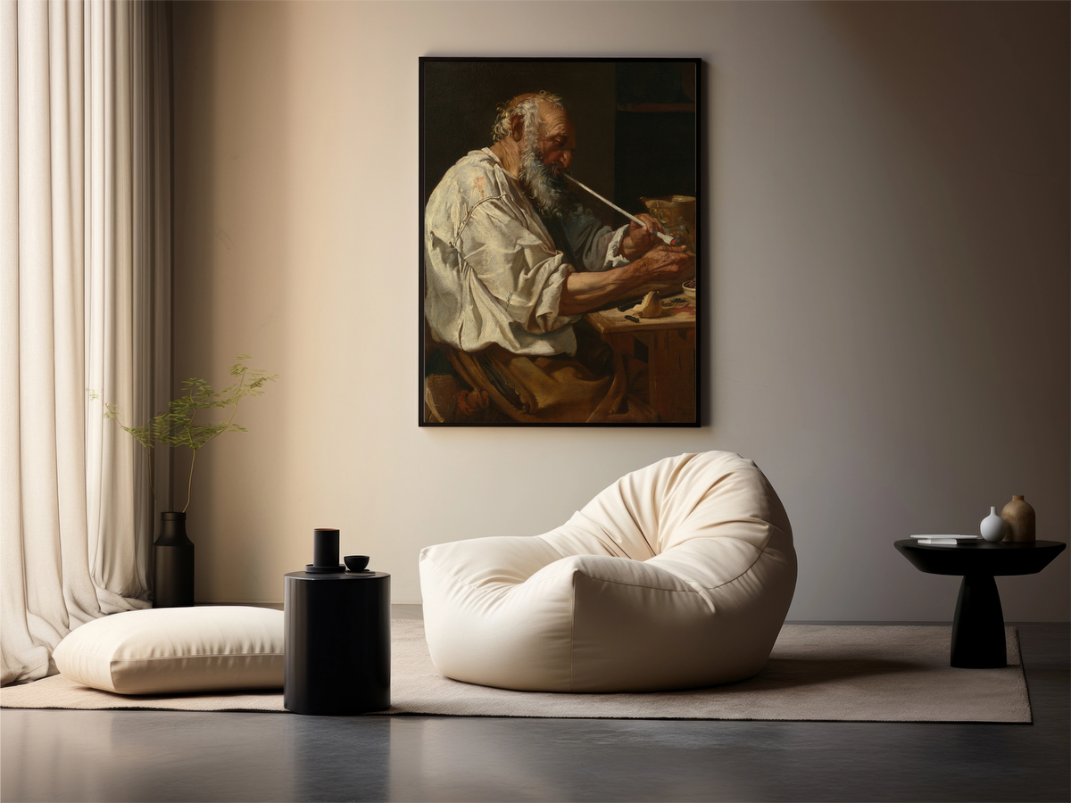 Old Man Lighting a Pipe – Johann Carl Loth
