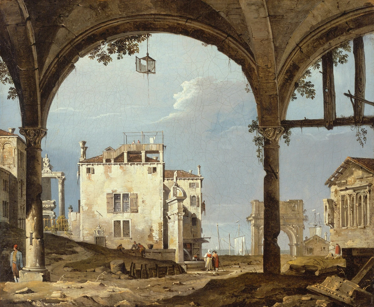 Portico with a Lantern – Follower of Canaletto