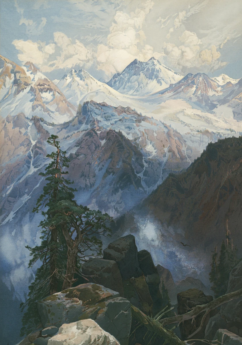 Mountain Peaks in Sunlight