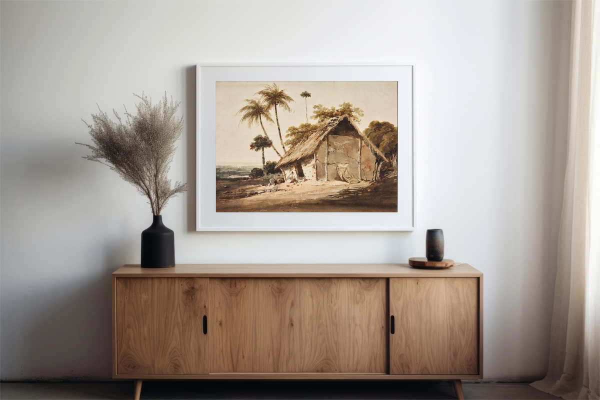 Chinese Coastal Hut with Kneeling Figure – George Chinnery