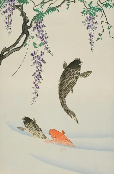 Leaping Carp and Wisteria