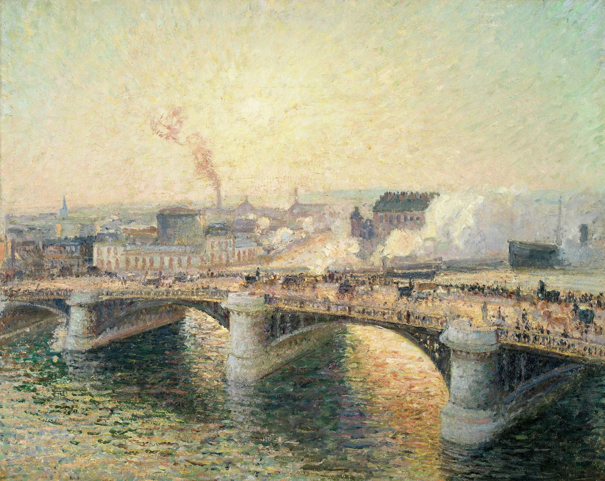 Le Pont Boieldieu, Rouen, Soleil Couchant – Camille Pissarro