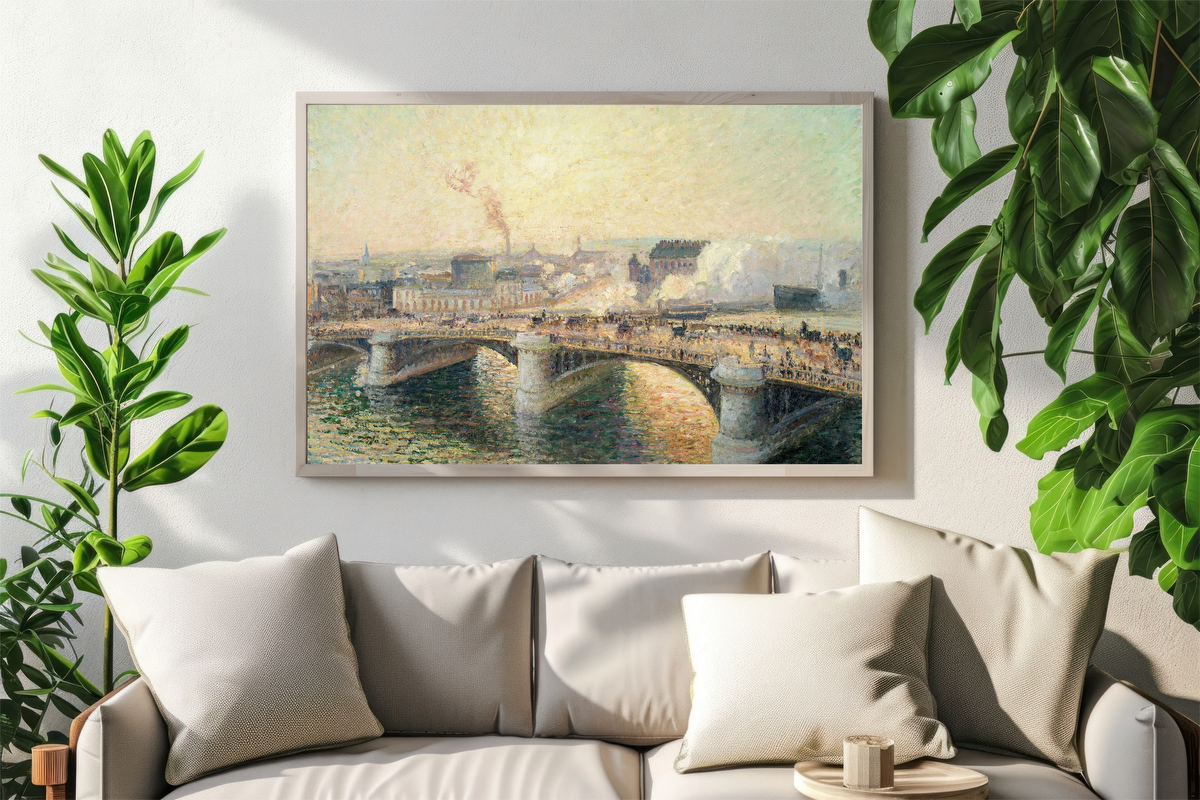Le Pont Boieldieu, Rouen, Soleil Couchant – Camille Pissarro