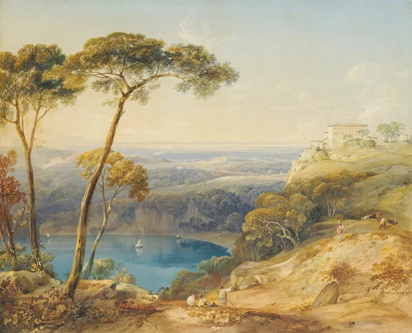 Lake Nemi with Pontine Marshes in the Background