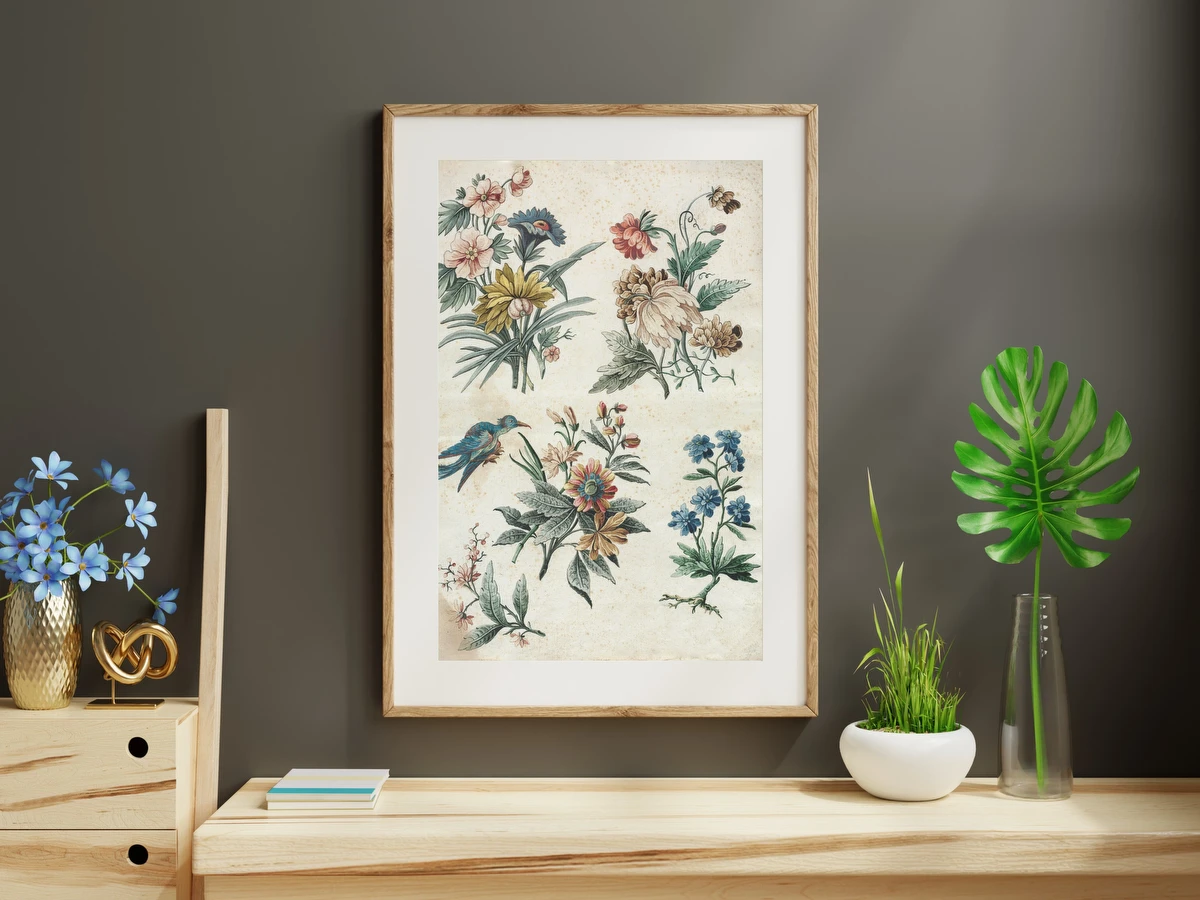 Floral Designs with a Blue Bird – Giacomo Cavenezia