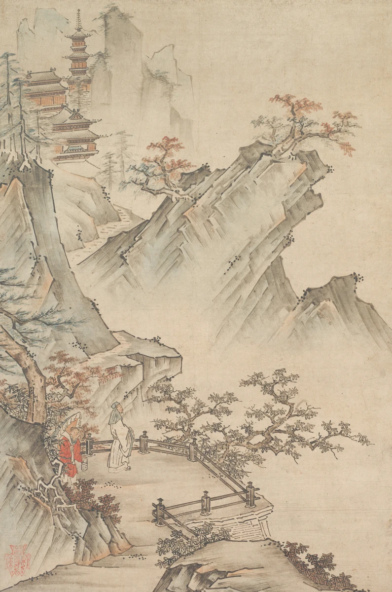 Chinese Literatus Viewing a Valley – Kano Hideyori