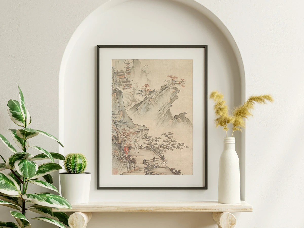 Chinese Literatus Viewing a Valley – Kano Hideyori