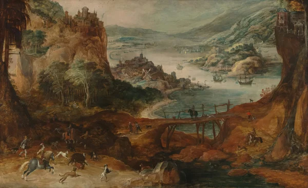 River Landscape with Boar Hunt