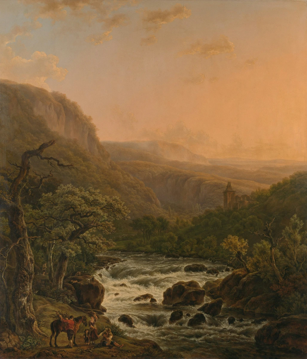 River in the Ardennes at Sunset – Henri van Assche