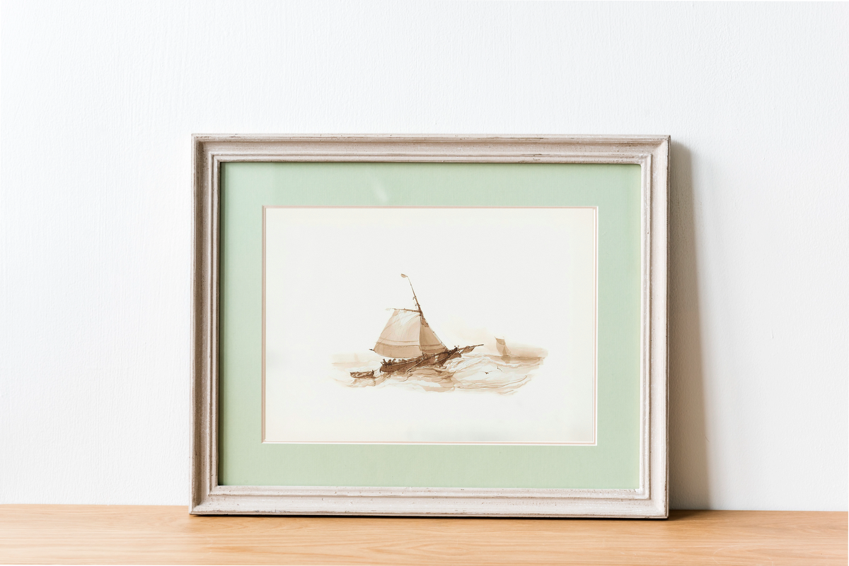 Sailing Ship with Figures on the Water – Albertus van Beest